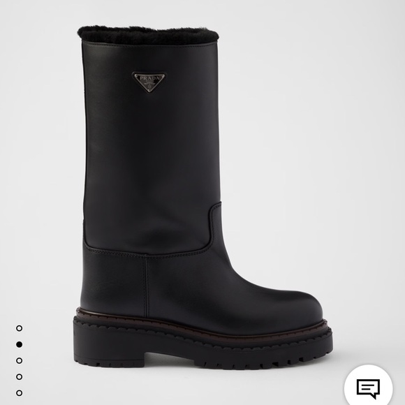 Prada Shearling Lined Leather Boots | Size 39.5 | Like New with Box - Picture 1 of 6